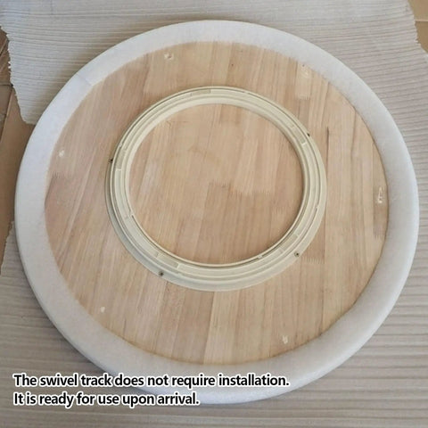 Bottom view of Wooden 360 Degree Lazy Susan For Dining Table With Silent Smooth Spin Rotating Serving Tray showing swivel track.