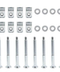 Heavy Duty Truck Bed Mounting Hardware Kit Built Bad To The Bone For A Smooth Install And Rust Resistant Coating Direct Factory Replacement For Ford F250 F350 featuring bolts, washers, and mounting clips.