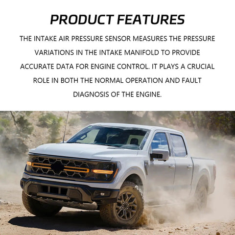 Truck demonstrating the use of an Intake Air Temperature And Pressure Sensor Map Sensor For Chevy And GMC Vehicles Including Silverado Malibu Equinox Sierra 2500 3500 Cascada 12681993 0828000630 Easy Drop In Replacement, capturing intake manifold pressure data.
