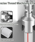 Premium 2-Piece PVC Pipe Threading Tool Kit For 1/2 And 3/4 Inch Pipes showing precise threading effect and durable blades.