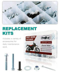 Premium Heavy Duty Blue Zinc Plated Bolt Kit For Honda CRF250 300 450 Rally Dirt Bikes in organized fastener case.