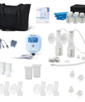 Powerhouse Rechargeable Cordless Breast Pump With Hospital Strength Suction And Dual Adjustable Settings Mama Approved Game Changing Portability Includes Deluxe Carry Tote, parts and storage bottles.