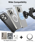 Wide compatibility of Ultra Strong Magnetic Phone Holder Clamp Mount for various iPhone 12-17 series and cases.