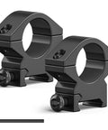 Heavy Duty One Inch Scope Rings With A Low Profile Cut For Picatinny Rails built from solid aluminum, showcasing two rifle optic brackets.