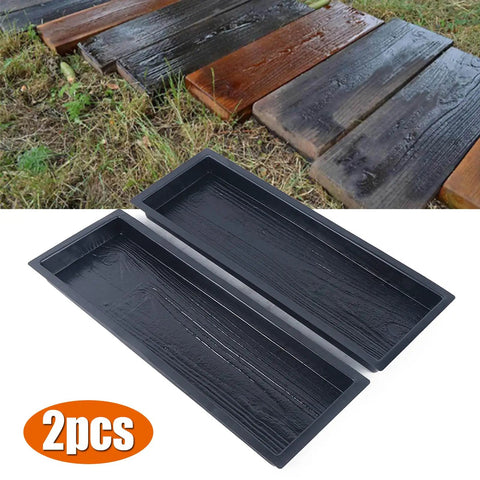 Two Piece Walkway Concrete Molds For DIY Patio And Garden Paths, Reusable Paver Molds shown with wooden pathway results