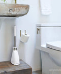 Must Have Toilet Plunger And Toilet Brush Set With Holder Magnetic Drip Free Covers in modern bathroom setting