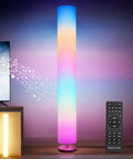 61 Inch RGB Color Changing Floor Lamp With Remote Music Sync Dimmable LED Standing Light Linen Lampshade Modern Corner Lamp