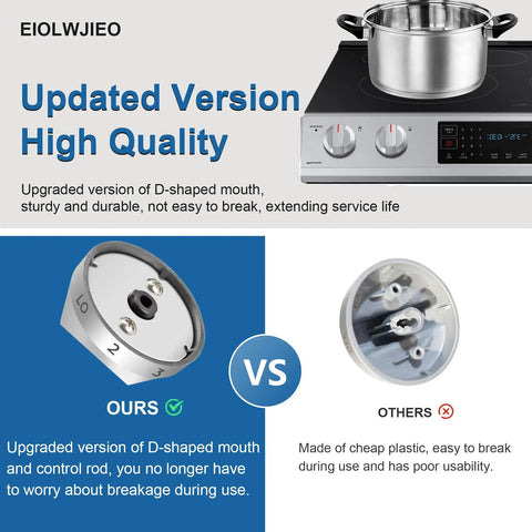 Comparison of upgraded D-shaped stove knob for DG94-03500A Z DG94-03500V DG94-03500W with other versions.