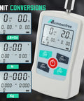 Digital Trigger Pull Gauge 110 Lb Capacity, Pro Grade Force Meter With Switchable Units Lb, Oz, N, Kg, 500N And 50Kg Max, 0.01 Kg Resolution, 1 Oz And 0.1 N Readouts, Accurate Measurement, Includes Trigger Hook, Battery Powered; unit conversions display