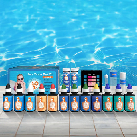 No Sweat 9 In 1 Pool And Hot Tub Test Kit For Fast Chemistry Checks On PH Total Chlorine Bromine Alkalinity Calcium Hardness
