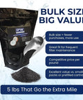 Five Pound Bulk Coconut Shell Activated Carbon For Water And Air Filters Refill Charcoal Pack 12x40 on white background