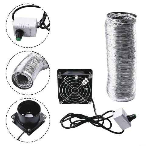 Fume Extractor Fan For Soldering, USB Adjustable Smoke Absorber With 6m Pipe Kit, Duct Exhaust System components shown