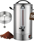 Big Crowd Ready Coffee Urn 120 Cup 20L Stainless Steel Double Wall Percolator With 1300W Quick Brew Hot Beverage Dispenser, side view