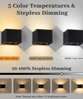 Rechargeable Motion Sensor Wall Lights Black Battery Operated Sconce with 3 color temperatures and stepless dimming features.