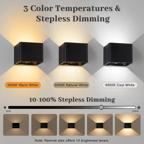 Rechargeable Motion Sensor Wall Lights Black Battery Operated Sconce with 3 color temperatures and stepless dimming features.
