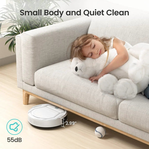 Robot Vacuum With Strong Suction And Long Battery Life For Pet Hair Slim Low Profile Quiet Cleaning Auto Docking And Self Charging Wi Fi App And Alexa Control Great For Hard Floors And Everyday Cleaning M210 under sofa