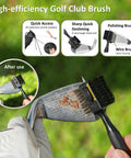 High-efficiency golf club brush from Premium Golf Gifts Set For Men And Women In A Slick Case With Gold Colored Golf Balls Tees Divot Tool Brush Green Reader Magnetic Hat Clip Scorer And Ball Clamp cleaning club head.
