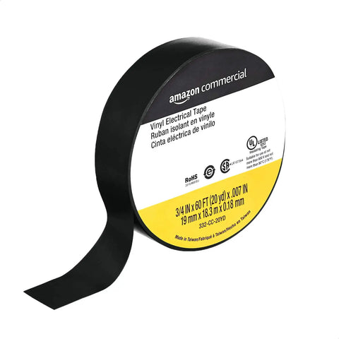 Electrical Tape 60 Ft Rolls Pro Grade Vinyl Tape For Wiring Three Quarter Inch Width Seven Mil Thick Black Ideal For Wire Repairs Cable Marking And Bundling 600V Rated UL CSA Listed Pack Of 20