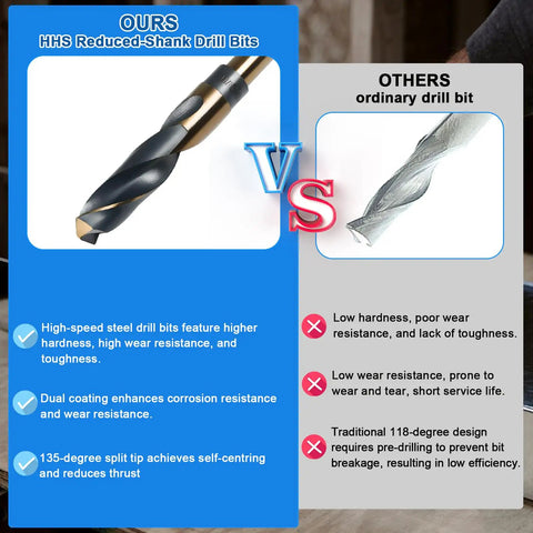 Comparison of Pro Grade One Inch Drill Bit With Smooth Insert Half Inch Reduced Shank vs ordinary drill bit.