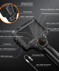 Dual Lens 360 Degree Borescope With Light, 5 Inch HD Monitor, 4 Way Joystick Inspection Camera, Pro Grade Slim 0.25 Inch Probe, 5 Ft SemiRigid Industrial Endoscope For Automotive Maintenance And Mechanical Diagnostics, labeled controls
