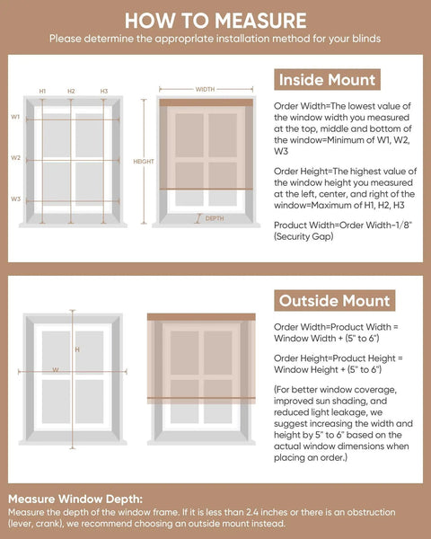 How to measure for Premium Plug And Play Smart Motorized Blinds With Slick Remote App And Alexa Google Voice Control Total Blackout Rollers.