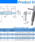 Two Pack M10 Stainless Steel Spring Loaded Retractable Indexing Plunger Pin With L Handle And Hex Nut dimensions illustration.