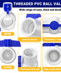 Three Quarter Inch PVC Ball Valve With Threaded Ends And Blue T Handle, SCH40 Slip Water Pipe Valve for plumbing and irrigation