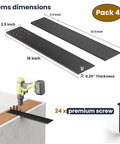 Rock Solid 16 Inch Countertop Support Brackets 4 Pack Tough As Nails Steel Knee Wall Braces with dimensions and screws shown.