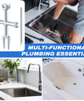 Heavy Hitter Tub Drain Wrench With Sliding Handle For Universal Cross Bars And Dead Simple Sink Pop Up Plug Removal Effortless Bathroom Plumbing Fix Kit being used in a sink.