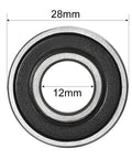 uxcell 6001-2RS ball bearing, 12x28x8 mm, double sealed, high carbon steel, deep groove, front view