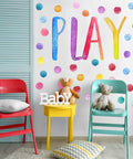 Kid Friendly Playroom Polka Dots Wall Decals Peel And Stick Watercolor Signs For Nursery Preschool Decor on colorful wall