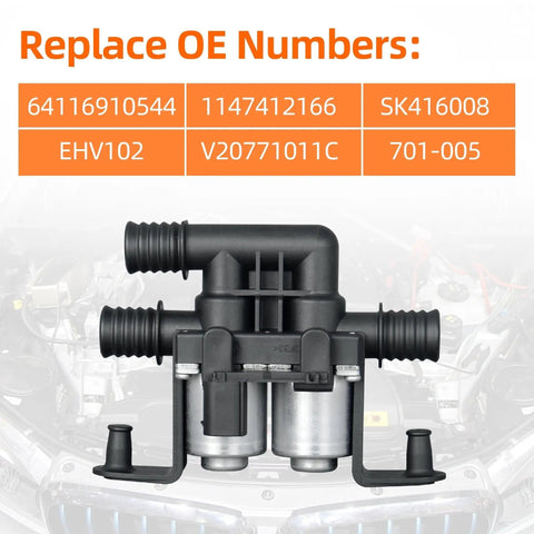Coolant Temperature Control Valve And Heater Actuator Straight Bolt On Swap For Bmw X5 E53 E70 F15 X6 E71 F16 2004 To 2014 3.0L 4.4L 4.8L Motors with OE numbers.