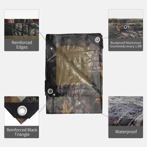 No Nonsense Tough 9 Mil Tarp Cover Waterproof UV Resistant Tarpaulin with reinforced edges and grommets.