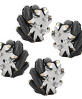 Beefed Up Omni Directional 48mm Steel Mecanum Wheel Set For RC Robot Car With TPR Rollers, 4-piece set, heavy duty 3kg per wheel.