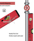Heavy Duty 16 Inch Magnetic Torpedo Spirit Level With Three Precision Vials For 45 90 And 180 Degree Layouts showing red level with magnets.