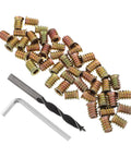 Heavy Duty 4-20x15 Wood Threaded Inserts Kit With Hex Wrench and Drill Bit For Super Solid Furniture Builds And Stable Joints That Won't Shake Loose Anytime Soon, steel inserts