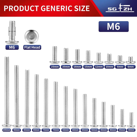 Built To Last Heavy Duty M6 X 18mm Flat Head Hex Socket Cap Screws Bolts In 304 Stainless Steel 18-8 Full Thread sizes