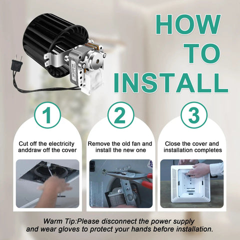 Installation guide for Beefed Up Bathroom Fan Motor Blower Assembly For Broan NuTone Ceiling Heaters 162E 164M Series