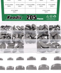 205 Piece Woodruff Key Set With 12 Sizes Half Moon Semicircle Keys Carbon Steel Crank Shaft Keyway Pulley Hardware in box