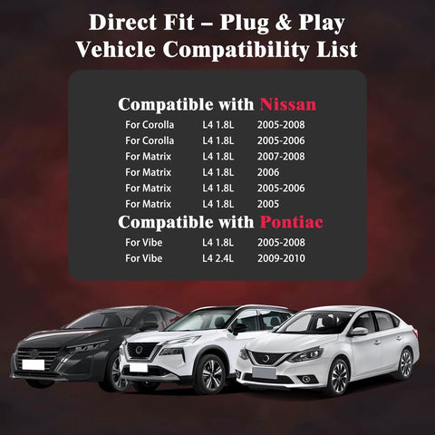 Vehicle compatibility list for Fuel Pump Module Assembly Replacement For Toyota Corolla 2005 Through 2008 displayed with cars.
