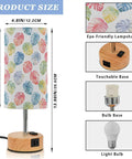 Watercolor Monstera Leaf Palm Decor Bedside Lamp With Three Way Dimmable Touch Control And Built In Charging Station For Bedroom