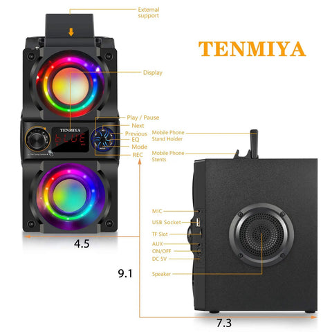 Beast Mode 40W Portable Bluetooth Speaker With Colorful Lights Dual Subwoofers And Heavy Bass FM Radio MP3 Player Bluetooth 5.0