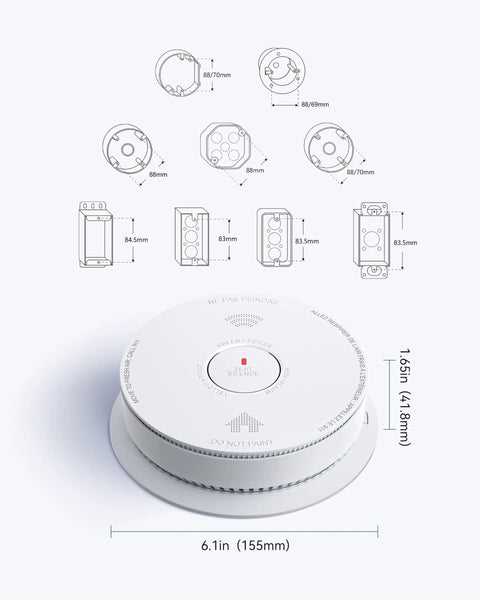 Dead Set Reliable Smoke Detector Featuring A Built In Ten Year Battery For Zero Stress Home Safety And Hassle Free Protection Keeping Families Secure Indoors, 6.1in diameter.