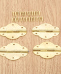 Old School Bronze Antique Hinge Set For Cabinets And Jewelry Boxes 2 Pack 46x35mm Decorative Wood Box Hinges with screws on wood surface