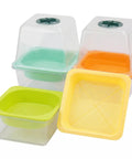 4 Pack Microgreen Sprouting Trays Kit With Humidity Domes, 5.9 Inch Square Grow Trays, BPA Free, showing colorful tray set