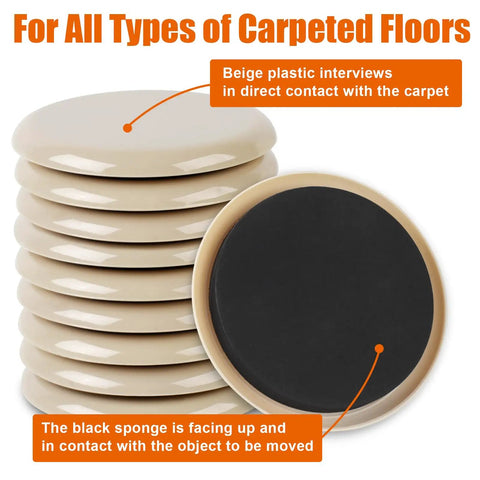 10 Pack 3.5 Inch Furniture Sliders For Hardwood Floors And Carpet Heavy Duty Reusable Floor Protectors For Chairs Tables Cabinets Move Heavy Furniture Easily Without Scratches Beige