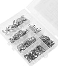 300 Piece Stainless Steel External Retaining Ring Circlip Assortment Kit With Storage Case, Rust Resistant Open Split Rings For Shafts And Machinery, Indoor Outdoor Use, DIY Ready For Home Garage Projects, 6 sizes in case