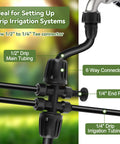 Six Way Barbed Tee Quick Connectors Set From Half Inch To Quarter Inch, DIY Friendly Drip Irrigation Fittings With Four Plugs