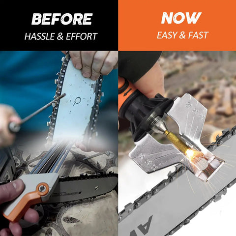 Comparison of traditional and modern chainsaw sharpening with the Must Have Pro Grade Electric Chainsaw Sharpener Kit