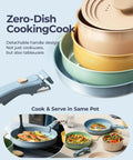 Ceramic Cookware Set With Detachable Handles Nonstick Pots And Pans 12 Piece Camping And RV Kitchen Kit stacked design